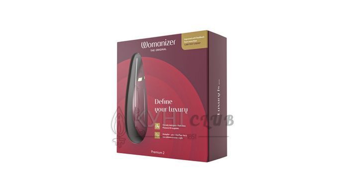 Вакуумний кліторальний стимулятор Womanizer Premium 2 - Bordeaux, функції Autopilot та Smart Silence 106777 фото
