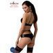Комплект белья Passion Exclusive NAVEL SET L/XL, black, трусики и лиф с элементами под латекс 100784 фото 2