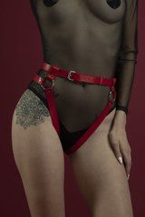 Гартери Feral Feelings - Belt Briefs, трусики, натуральна шкіра, колір червоний 108711 фото