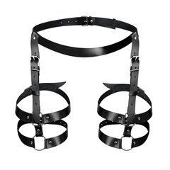 Шкіряні гартери Art of Sex - Melani Leather garters, Чорні XS-M 106448 фото