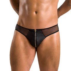 Чоловічі сліпи на блискавці Passion 042 SLIP TIMMY S/M Black, екошкіра, сітка 105575 фото