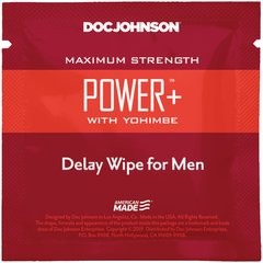 Пролонгуюча серветка Doc Johnson Power + Delay Wipe For Men з екстрактом йохимбе 103953 фото