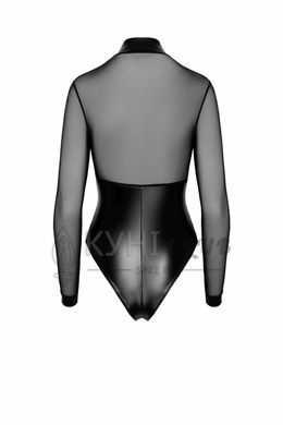 Боді Noir Handmade F321 Edge, XXL, низ під латекс, верх сітка, блискавка на все тіло, декор кільця 108359 фото