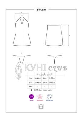 Еротичний костюм покоївки Obsessive Servgirl costume S/M, халат, стрінги, фартух, обруч 105853 фото