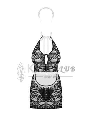 Еротичний костюм покоївки Obsessive Servgirl costume S/M, халат, стрінги, фартух, обруч 105853 фото
