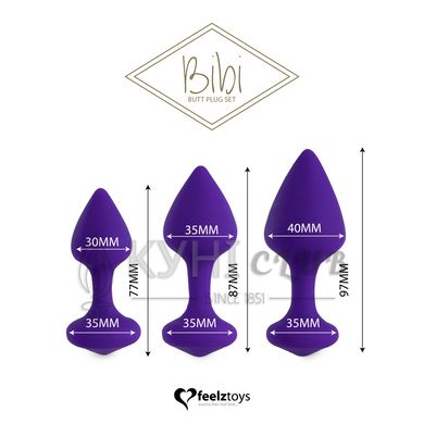 Набір силіконових анальних пробок FeelzToys - Bibi Butt Plug Set 3 pcs Purple 102981 фото