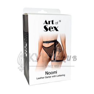 Гартер на ногу Art of Sex - Naomi з написом SEXY, натуральна шкіра, розмір XS-2XL, колір рожевий 105496 фото