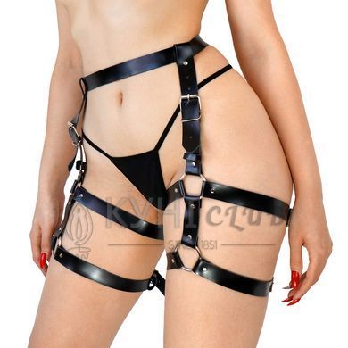 Шкіряні гартери Art of Sex - Melani Leather garters, Чорні XS-M 106448 фото