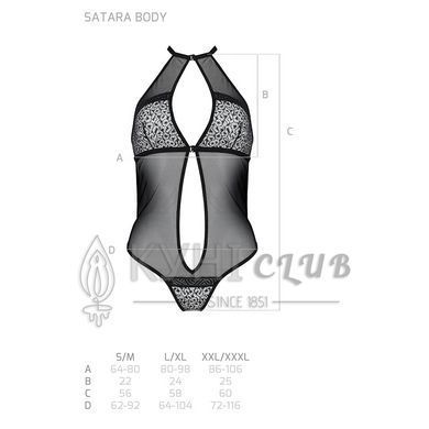 Сетчатое боди с кружевом на груди Passion SATARA BODY S/M black 106340 фото