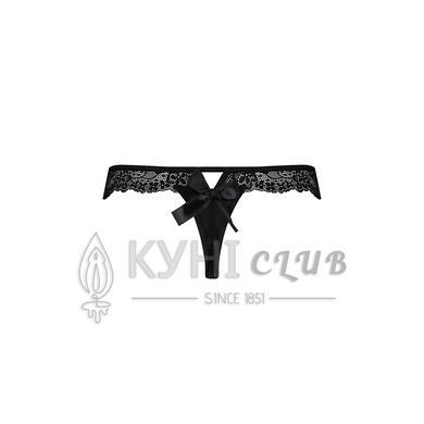 Кружевные трусики-танга с атласным бантиком Naja Thong black L/XL - Passion 102950 фото