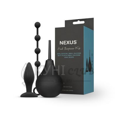 Набір новачка для анальної стимуляції Nexus ANAL BEGINNER KIT, спринцівка, анальне намисто, Чорний 104615 фото