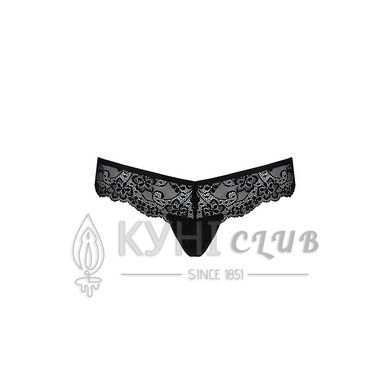 Кружевные трусики-танга с атласным бантиком Naja Thong black L/XL - Passion 102950 фото