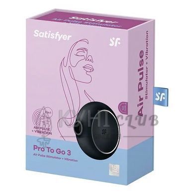 Вакуумний стимулятор із вібрацією Satisfyer Pro To Go 3 Black 105048 фото