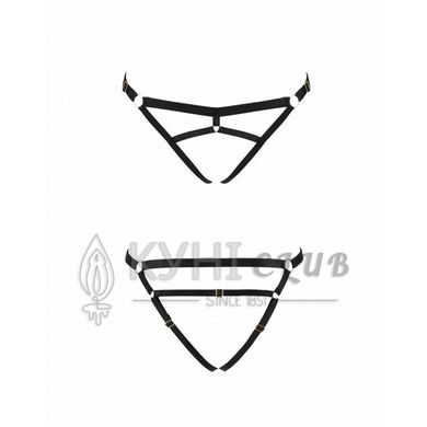 Трусики стрінги зі стреп Passion Exclusive KELIS THONG L/XL, black 104375 фото