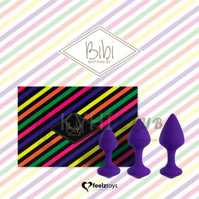 Набір силіконових анальних пробок FeelzToys - Bibi Butt Plug Set 3 pcs Purple 102981 фото