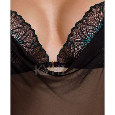Сорочка Passion DELIENA CHEMISE XXL/XXXL black, стрінги із заниженою талією 106289 фото