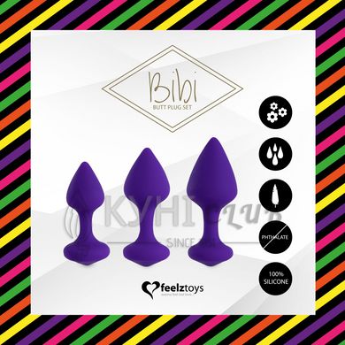 Набір силіконових анальних пробок FeelzToys - Bibi Butt Plug Set 3 pcs Purple 102981 фото