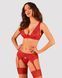 Комплект белья Obsessive Lacelove cupless 3-pcs set XL/2XL Red, бюстгальтер, стринги, пояс для чулок 106659 фото 1