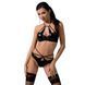 Комплект белья Passion Exclusive NAVEL SET XXL/XXXL, black, трусики и лиф с элементами под латекс 100785 фото 1