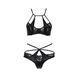 Комплект белья Passion Exclusive NAVEL SET XXL/XXXL, black, трусики и лиф с элементами под латекс 100785 фото 5