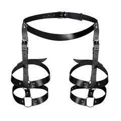 Шкіряні гартери Art of Sex - Melani Leather garters, Чорні L-2XL 106449 фото