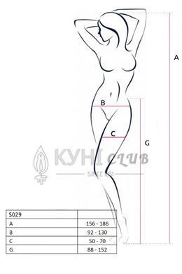 Еротичні ажурні колготки-бодістокінг Passion S029 One Size, black, пояс та панчохи, з доступом 106973 фото