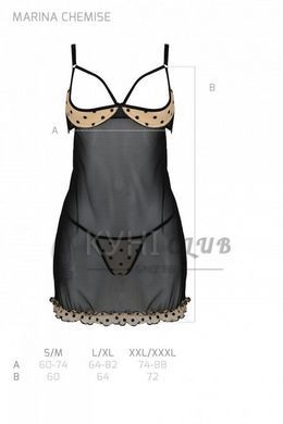 Еротичний пеньюар Passion MARINA CHEMISE, XXL/XXXL, beige 107729 фото