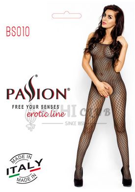 Бодистокинг Passion BS010 black, комбинезон, мелкая сеточка 101457 фото