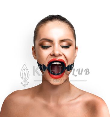 Кляп-розширювач силіконове кільце Art of Sex – Gag Ring, чорний, натуральна шкіра 104685 фото