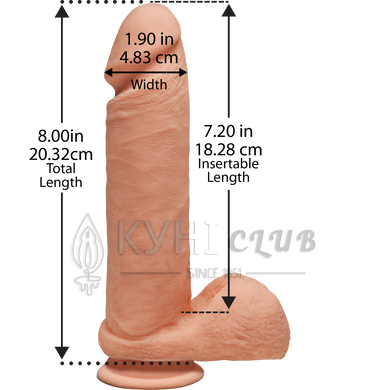 Фалоімітатор Doc Johnson The D - Perfect D - 8 Inch With Balls - ULTRASKYN, діаметр 5,1 см 109033 фото