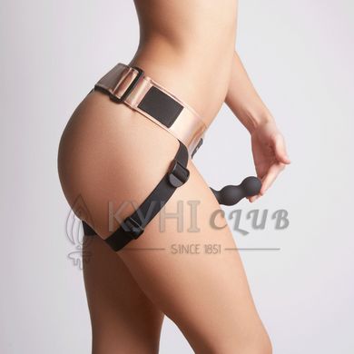 Труси для страпона Strap-On-Me Leatherette Harness Curious Holographic Rose Gold 105787 фото