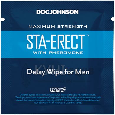 Пролонгуюча серветка Doc Johnson Sta-Erect Delay Wipe For Men з феромонами 103954 фото