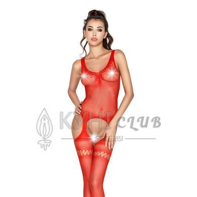 Бодістокінг Passion BS038 red, комбінезон, імітація панчіх і пояса 101505 фото