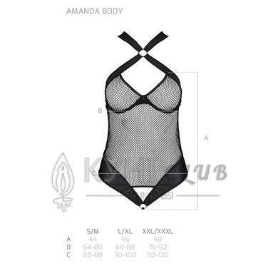 Сітчастий боді з халтером Passion Amanda Body L/XL, black 102901 фото