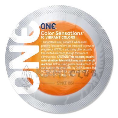 Презерватив ONE Color Sensations ONE trip to cloud nine, 1 шт, оранжевый, гладкий, со смазкой 109863 фото