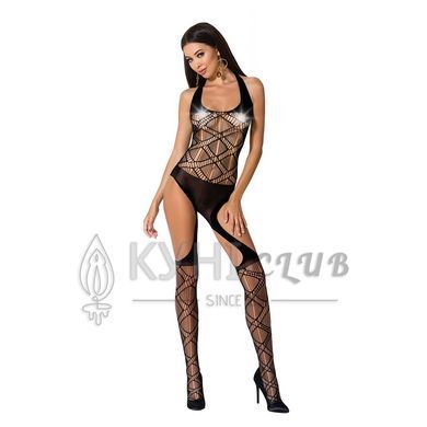 Бодистокинг Passion BS060 black, комбинезон, имитация трусиков и гольфиков 100748 фото