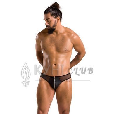 Чоловічі сліпи на блискавці Passion 042 SLIP TIMMY XXL/XXXL Black, екошкіра, сітка 105576 фото