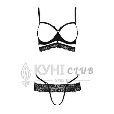 Комплект белья SARIA SET OpenBra black L/XL - Passion Exclusive: стрэпы: откртый лиф, стринги 100831 фото