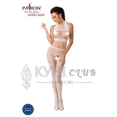 Бодістокінг Passion BS048 white, комбінезон, імітація колгот та відкритого топа 109416 фото