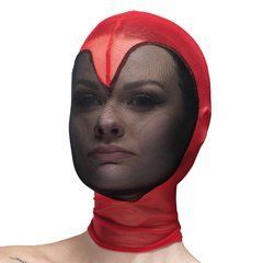 Маска серце сітка із повністю закритим обличчям Feral Feelings - Hearts Mask Red/Black 107350 фото