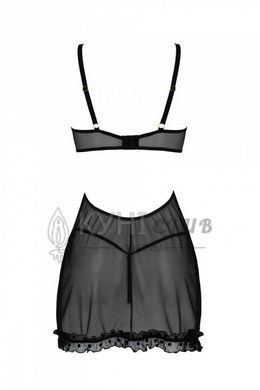 Еротичний пеньюар Passion MARINA CHEMISE, L/XL, black 107730 фото