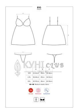 Сатиновый пеньюар с кружевом Obsessive 810-BAB-2 babydoll & thong L/XL, белый, пеньюар, танга 105139 фото