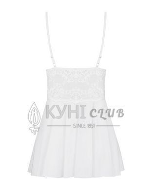 Сатиновый пеньюар с кружевом Obsessive 810-BAB-2 babydoll & thong L/XL, белый, пеньюар, танга 105139 фото