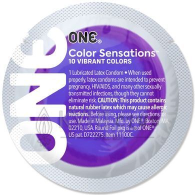 Презерватив ONE Color Sensations Pick ONE, 1 шт, фиолетовый, гладкий, со смазкой 109862 фото
