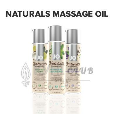 Массажное масло System JO - Naturals Massage Oil - Peppermint&Eucalyptus с эфирными маслами (120 мл) 104146 фото