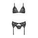 Комплект з відкритим доступом Passion DELIENA SET S/M black, ліф, стрінги, пояс для панчіх 106291 фото 4