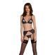 Комплект з відкритим доступом Passion DELIENA SET S/M black, ліф, стрінги, пояс для панчіх 106291 фото 1