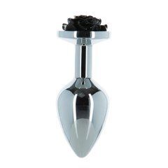Металева анальна пробка Lux Active з трояндою - Rose Anal Plug - Black, віброкуля в подарунок 103462 фото