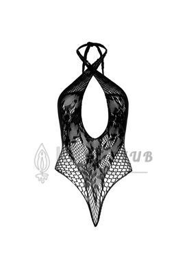 Мереживне тедді Leg Avenue Lace and net halter teddy One size Black, глибокий виріз, халтер 106545 фото