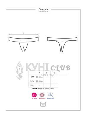 Кружевные танга с доступом Obsessive Contica crothchles thong L/XL, черные 105241 фото